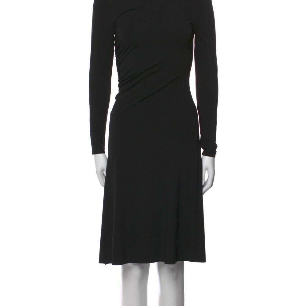 Yansi Fugel Black Turtleneck Knit Dress | Side Ruching | Size S | $175 Retail